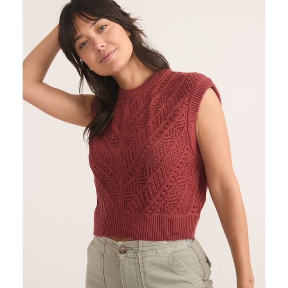Marine Layer Brooke Sweater Vest Ruby Red L - Picture 1 of 8